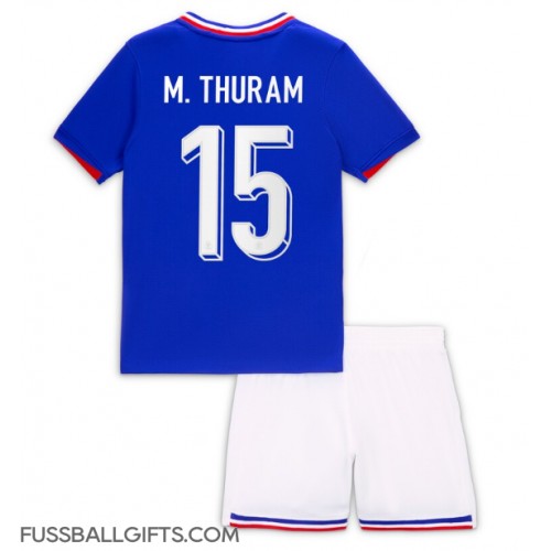 Frankreich Marcus Thuram #15 Fußballbekleidung Heimtrikot Kinder EM 2024 Kurzarm (+ kurze hosen)